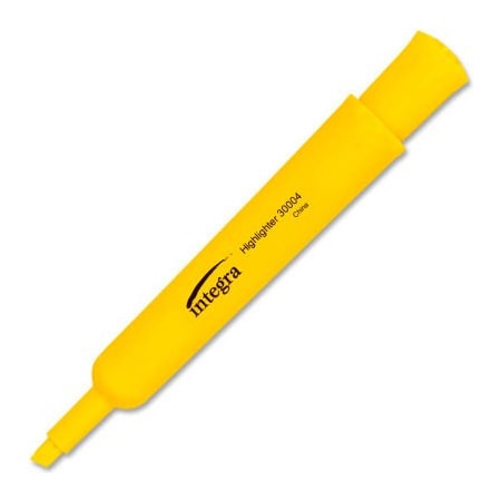 Integra Integra Desk Highlighter, Chisel Tip, Fluorescent Yellow Ink, 12/Pack 30004